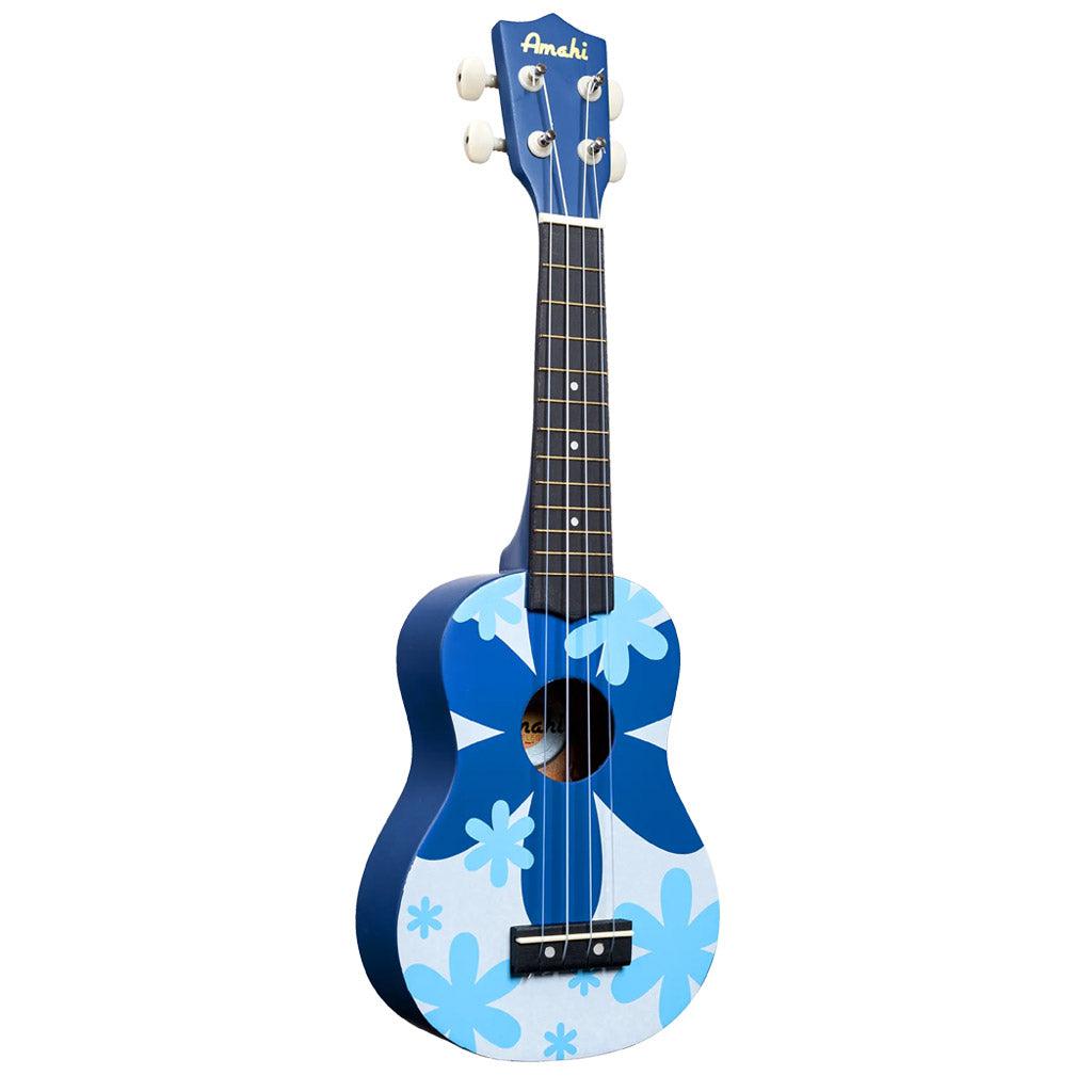 Amahi DDUK Tropical Series Soprano Ukulele With Bag-Blue Flower-Andy's Music