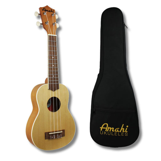 Amahi UKS-2 Soprano Spruce & Mahogany Ukulele-Andy's Music