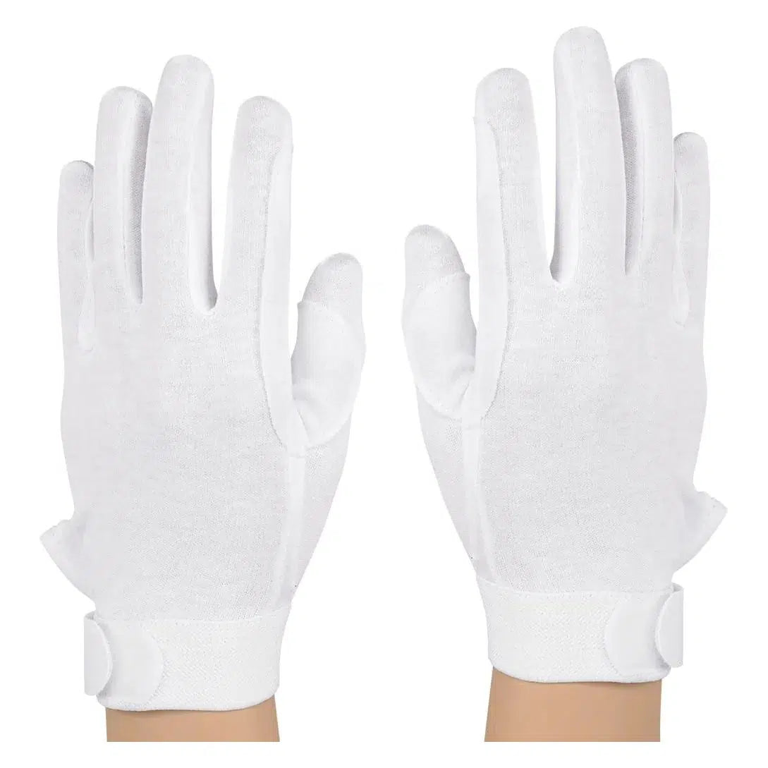 Deluxe Cotton Marching Band Gloves (Pair)-White-Large-Andy's Music