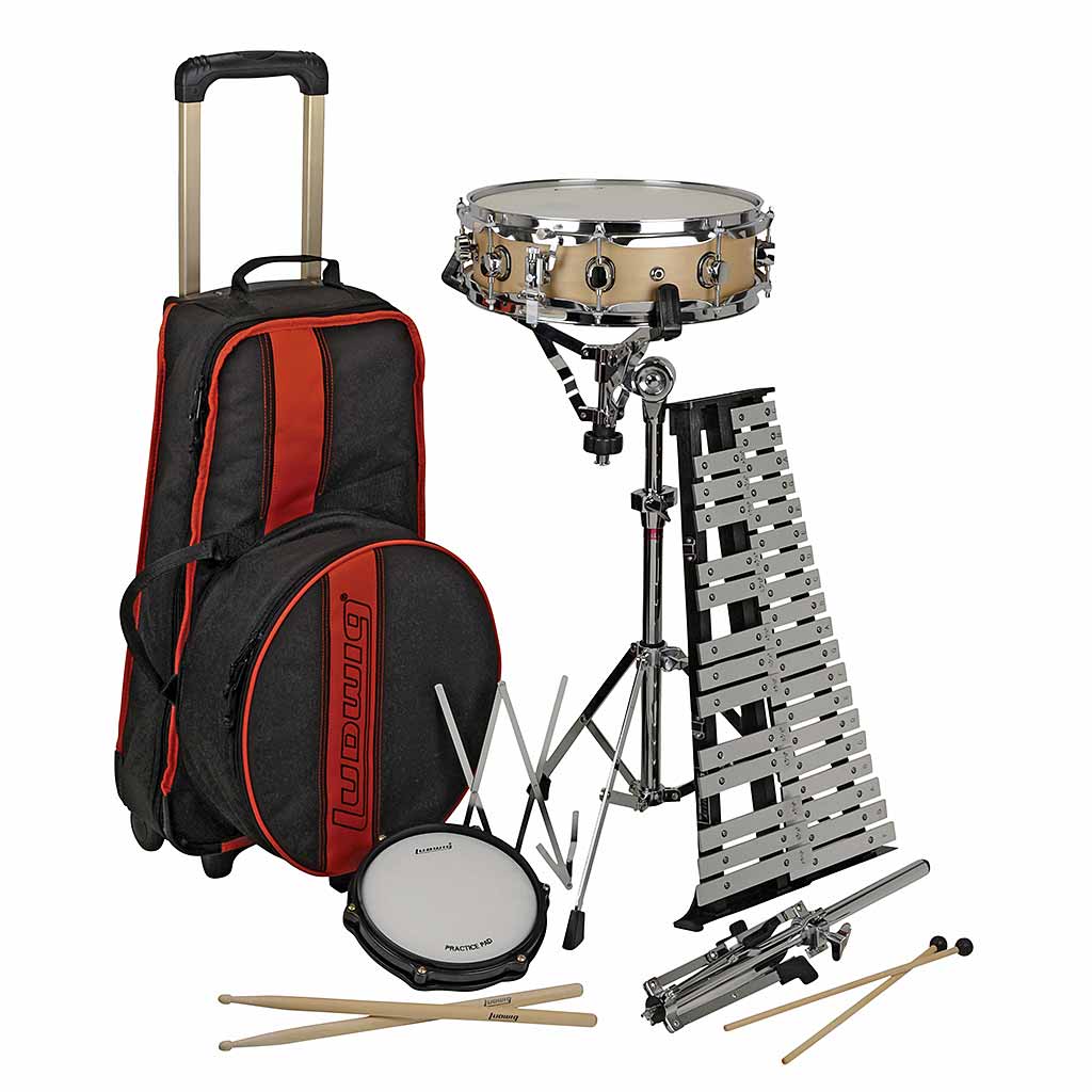 Ludwig Musser Combo Kit Snare Drum and Bells with rolling bag (Note names on bars) LM2483RBR-Andy's Music