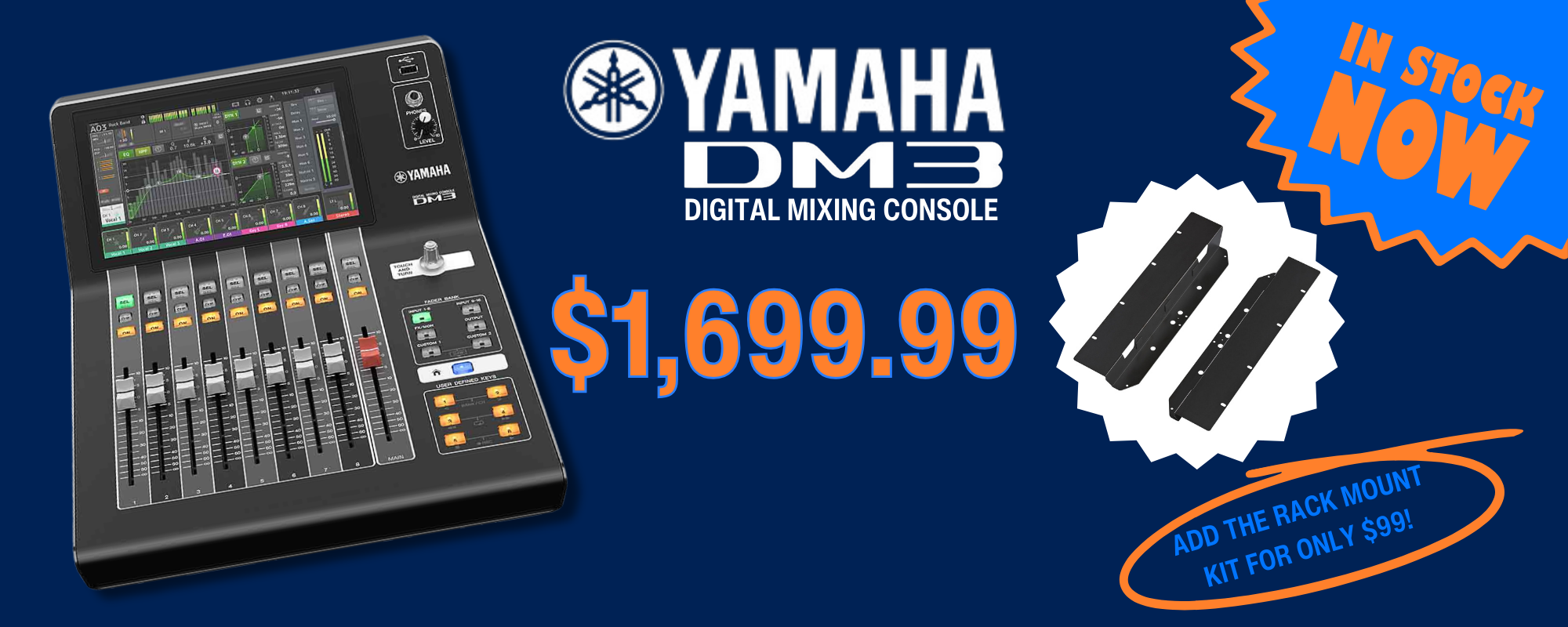 Yamaha DM3 Digital Mixing Console with Optional Rack Mount Kit 